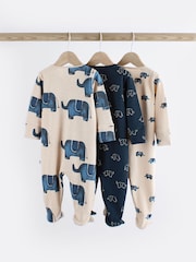 Blue Elephant Two Way Zip Baby 100% Cotton Sleepsuits 3 Pack (0mths-2yrs) - Image 2 of 12