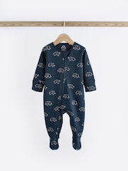 Blue Elephant Two Way Zip Baby 100% Cotton Sleepsuits 3 Pack (0mths-2yrs) - Image 5 of 12
