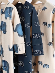 Blue Elephant Two Way Zip Baby 100% Cotton Sleepsuits 3 Pack (0mths-2yrs) - Image 7 of 12