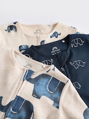 Blue Elephant Two Way Zip Baby 100% Cotton Sleepsuits 3 Pack (0mths-2yrs) - Image 8 of 12