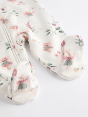 Ecru fairy Two Way Zip Fleece Lined Baby Sleepsuit - Image 10 of 12
