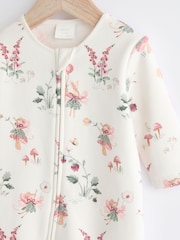 Ecru fairy Two Way Zip Fleece Lined Baby Sleepsuit - Image 8 of 12