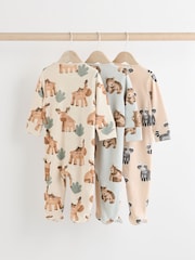 Neutral Two Way Zip Baby 100% Cotton Sleepsuits 3 Pack (0mths-2yrs) - Image 2 of 11