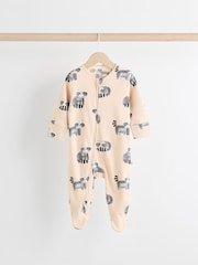 Neutral Two Way Zip Baby 100% Cotton Sleepsuits 3 Pack (0mths-2yrs) - Image 3 of 11