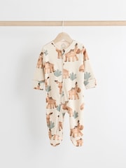 Neutral Two Way Zip Baby 100% Cotton Sleepsuits 3 Pack (0mths-2yrs) - Image 5 of 11