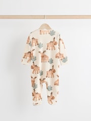 Neutral Two Way Zip Baby 100% Cotton Sleepsuits 3 Pack (0mths-2yrs) - Image 6 of 11