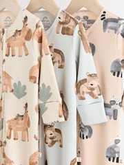 Neutral Two Way Zip Baby 100% Cotton Sleepsuits 3 Pack (0mths-2yrs) - Image 7 of 11