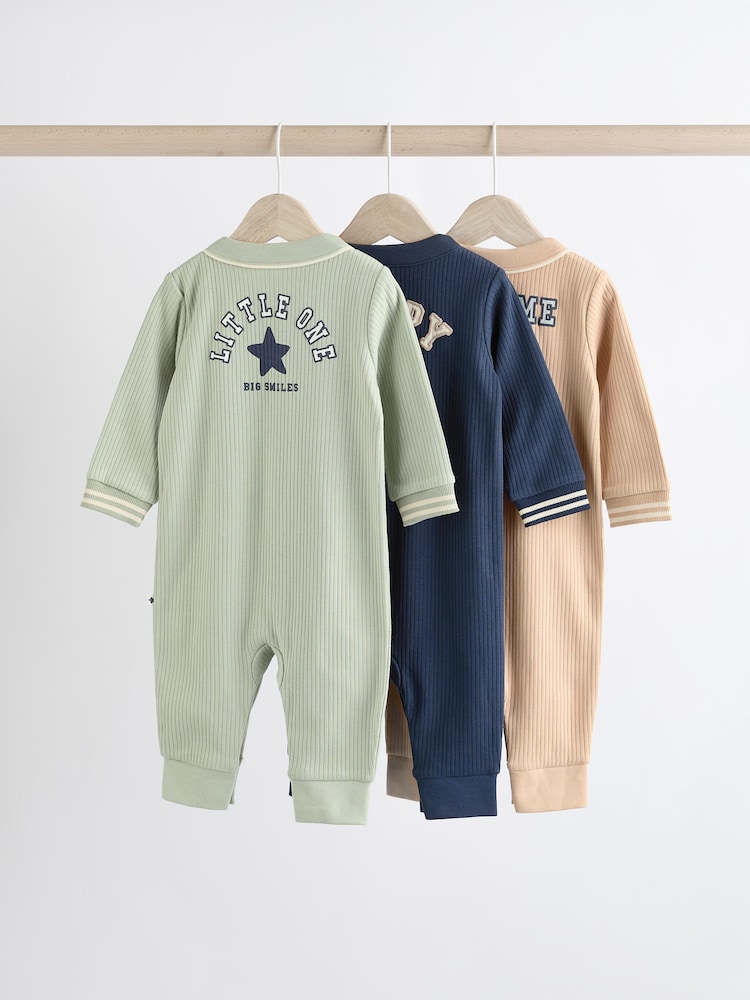 Green/Navy 3 Pack Baby Footless Sleepsuit (0mths-3yrs) - Image 2 of 15