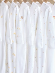 White Bright Character 7 Pack Baby 100% Cotton Sleepsuits (0-2yrs) - Image 10 of 15