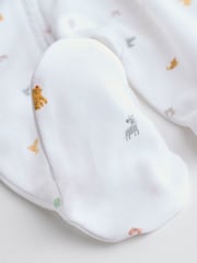 White Bright Character 7 Pack Baby 100% Cotton Sleepsuits (0-2yrs) - Image 15 of 15