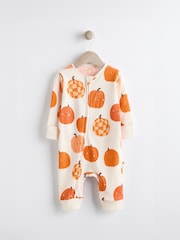 Orange Pumpkin Halloween 100% Cotton Baby Sleepsuit (0-3yrs) - Image 1 of 6