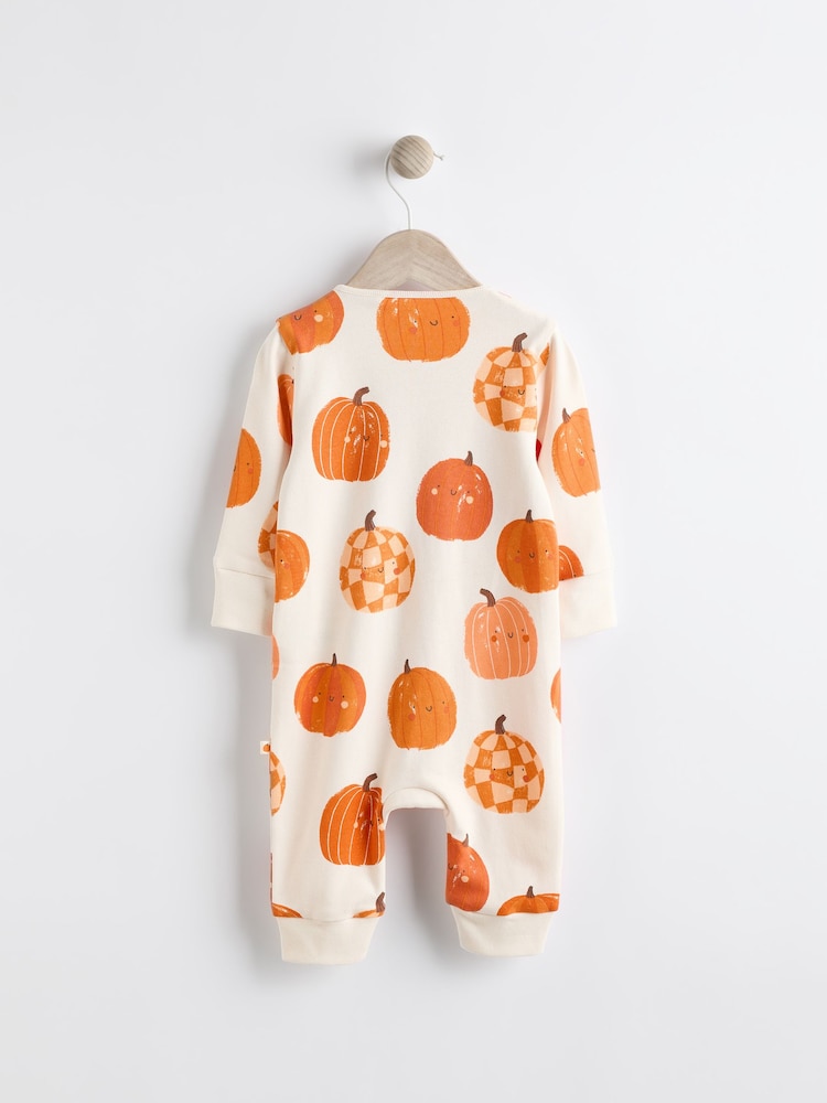 Orange Pumpkin Halloween 100% Cotton Baby Sleepsuit (0-3yrs) - Image 2 of 6