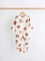 Neutral 2 Pack Baby Microfleece Sleepsuits - Image 3 of 11