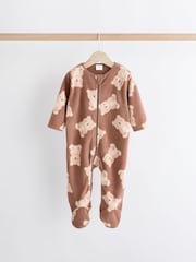 Neutral 2 Pack Baby Microfleece Sleepsuits - Image 4 of 11