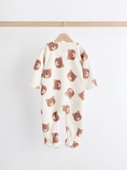 Neutral 2 Pack Baby Microfleece Sleepsuits - Image 5 of 11