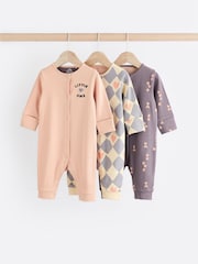Purple Baby 100% Cotton Footless Sleepsuits 3 Pack (0mths-3yrs) - Image 1 of 12