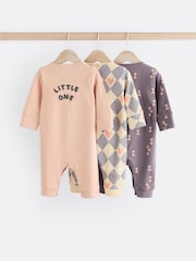 Purple Baby 100% Cotton Footless Sleepsuits 3 Pack (0mths-3yrs) - Image 2 of 12