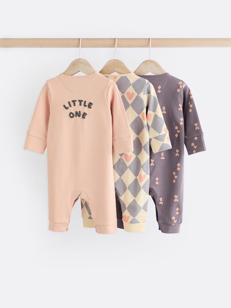 Purple Baby 100% Cotton Footless Sleepsuits 3 Pack (0mths-3yrs) - Image 2 of 12