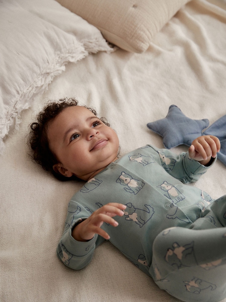 Mineral Blue Farm Printed Baby Sleepsuits 3 Pack (0mths-2yrs) - Image 2 of 8