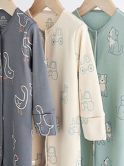 Mineral Blue Farm Printed Baby Sleepsuits 3 Pack (0mths-2yrs) - Image 4 of 8