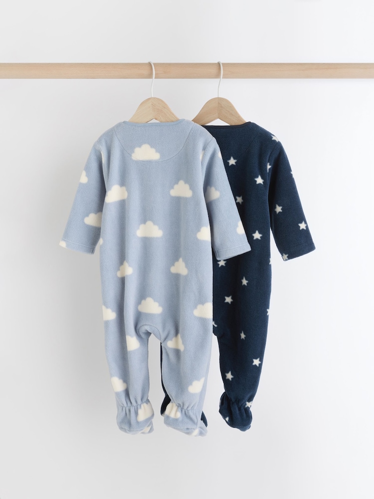 Blue Star/Cloud Fleece Sleepsuits 2 Pack - Image 4 of 12