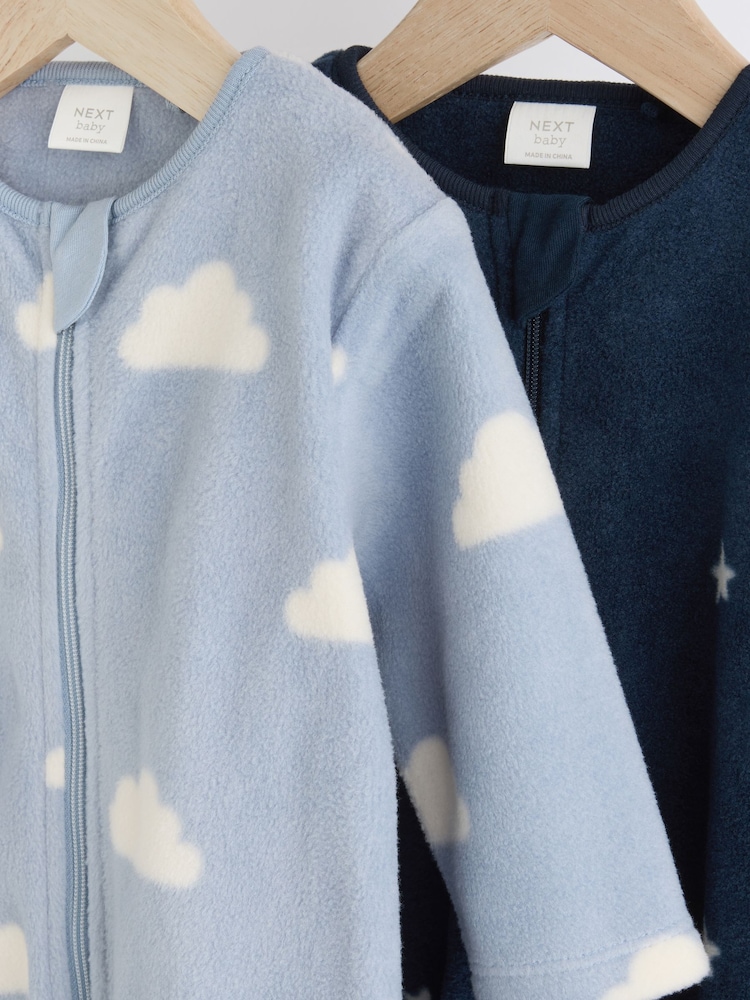 Blue Star/Cloud Fleece Sleepsuits 2 Pack - Image 8 of 12