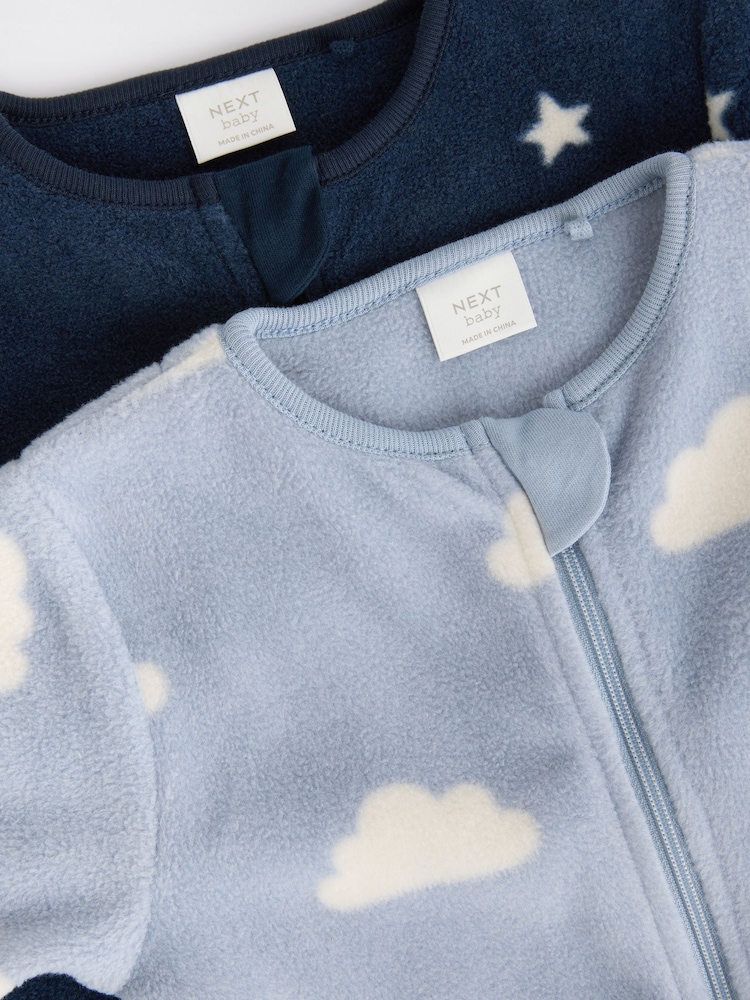 Blue Star/Cloud Fleece Sleepsuits 2 Pack - Image 9 of 12
