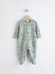 Green Giraffe Two Way Zip Fleece Lined Baby Sleepsuit - Image 1 of 6