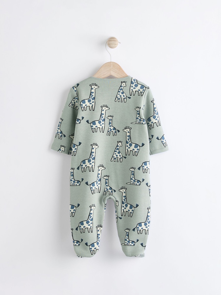 Green Giraffe Two Way Zip Fleece Lined Baby Sleepsuit - Image 2 of 6