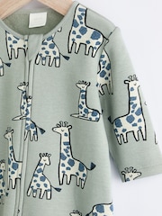 Green Giraffe Two Way Zip Fleece Lined Baby Sleepsuit - Image 3 of 6