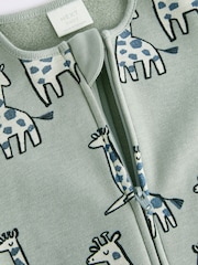 Green Giraffe Two Way Zip Fleece Lined Baby Sleepsuit - Image 5 of 6