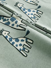 Green Giraffe Two Way Zip Fleece Lined Baby Sleepsuit - Image 6 of 6