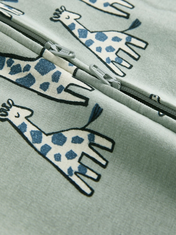 Green Giraffe Two Way Zip Fleece Lined Baby Sleepsuit - Image 6 of 6
