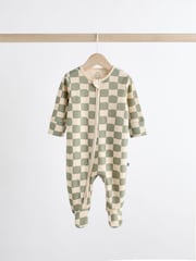 Checkerboard Baby 2 Way Zip 100% Cotton Sleepsuits 3 Pack (0mths-2yrs) - Image 3 of 11