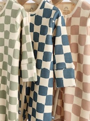 Checkerboard Baby 2 Way Zip 100% Cotton Sleepsuits 3 Pack (0mths-2yrs) - Image 6 of 11