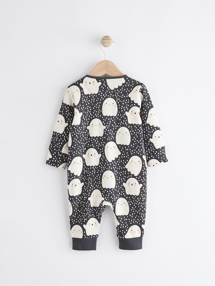Black Ghost Halloween 100% Cotton Baby Sleepsuit (0-3yrs) - Image 2 of 8