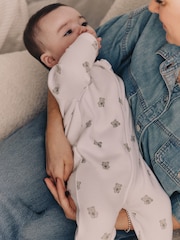 White Ground Fleeced Lined 2 way Zip Sleepsuit - Image 3 of 9