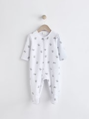 White Ground Fleeced Lined 2 way Zip Sleepsuit - Image 4 of 9