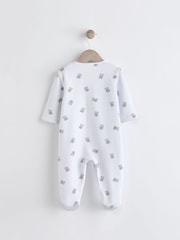 White Ground Fleeced Lined 2 way Zip Sleepsuit - Image 5 of 9