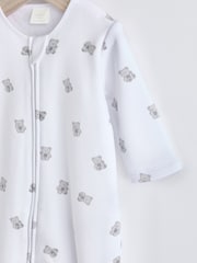 White Ground Fleeced Lined 2 way Zip Sleepsuit - Image 6 of 9