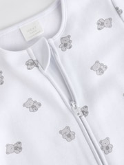 White Ground Fleeced Lined 2 way Zip Sleepsuit - Image 7 of 9