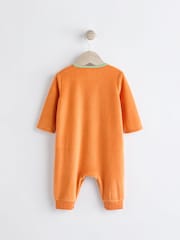 Orange Baby Halloween Velour Pumpkin Sleepsuit and Hat Set (0mths-3yrs) - Image 5 of 9