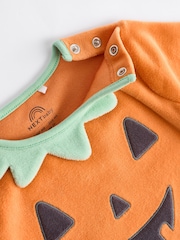Orange Baby Halloween Velour Pumpkin Sleepsuit and Hat Set (0mths-3yrs) - Image 7 of 9