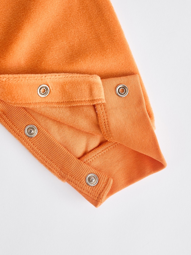 Orange Baby Halloween Velour Pumpkin Sleepsuit and Hat Set (0mths-3yrs) - Image 9 of 9