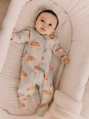 Green Fleeced Lined 2 way Zip Sleepsuit - Image 2 of 9