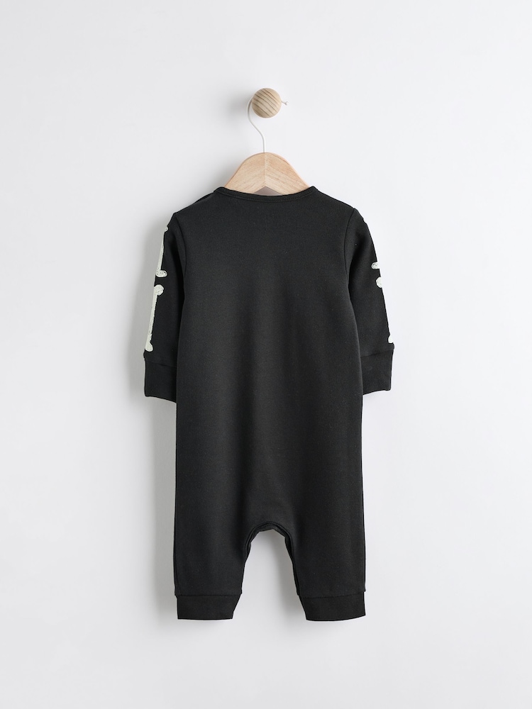 Black Halloween Skeleton 100% Cotton Baby Sleepsuit (0mths-3yrs) - Image 2 of 7