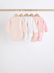 Pink Bunny 5 Pack Baby Long Sleeve 100% Cotton Bodysuits - Image 2 of 12