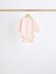 Pink Bunny 5 Pack Baby Long Sleeve 100% Cotton Bodysuits - Image 3 of 12