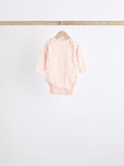 Pink Bunny 5 Pack Baby Long Sleeve 100% Cotton Bodysuits - Image 6 of 12