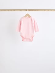 Pink Bunny 5 Pack Baby Long Sleeve 100% Cotton Bodysuits - Image 7 of 12